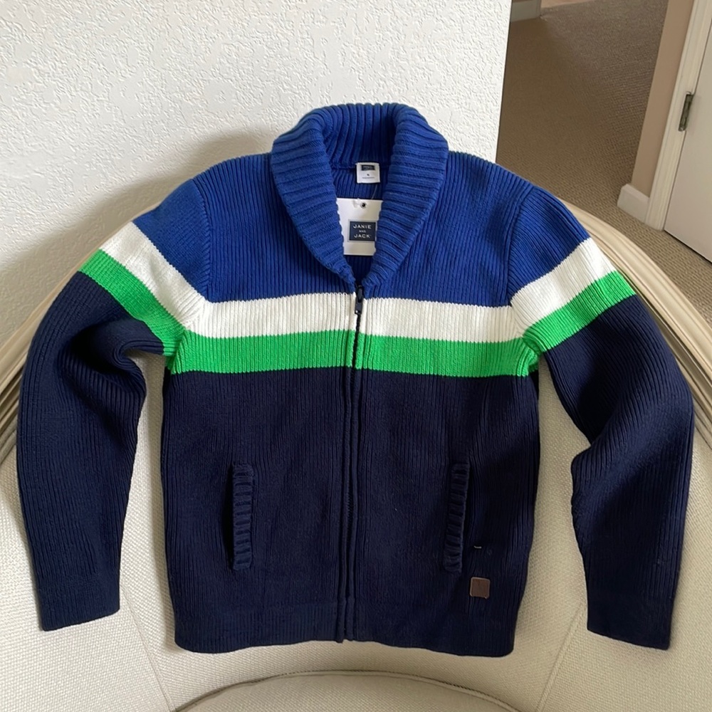 NWT Janie and Jack sz 6 boys zip sweater